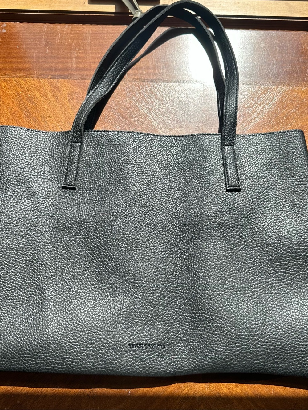Vince Camuto Black Pebbled Leather Tote